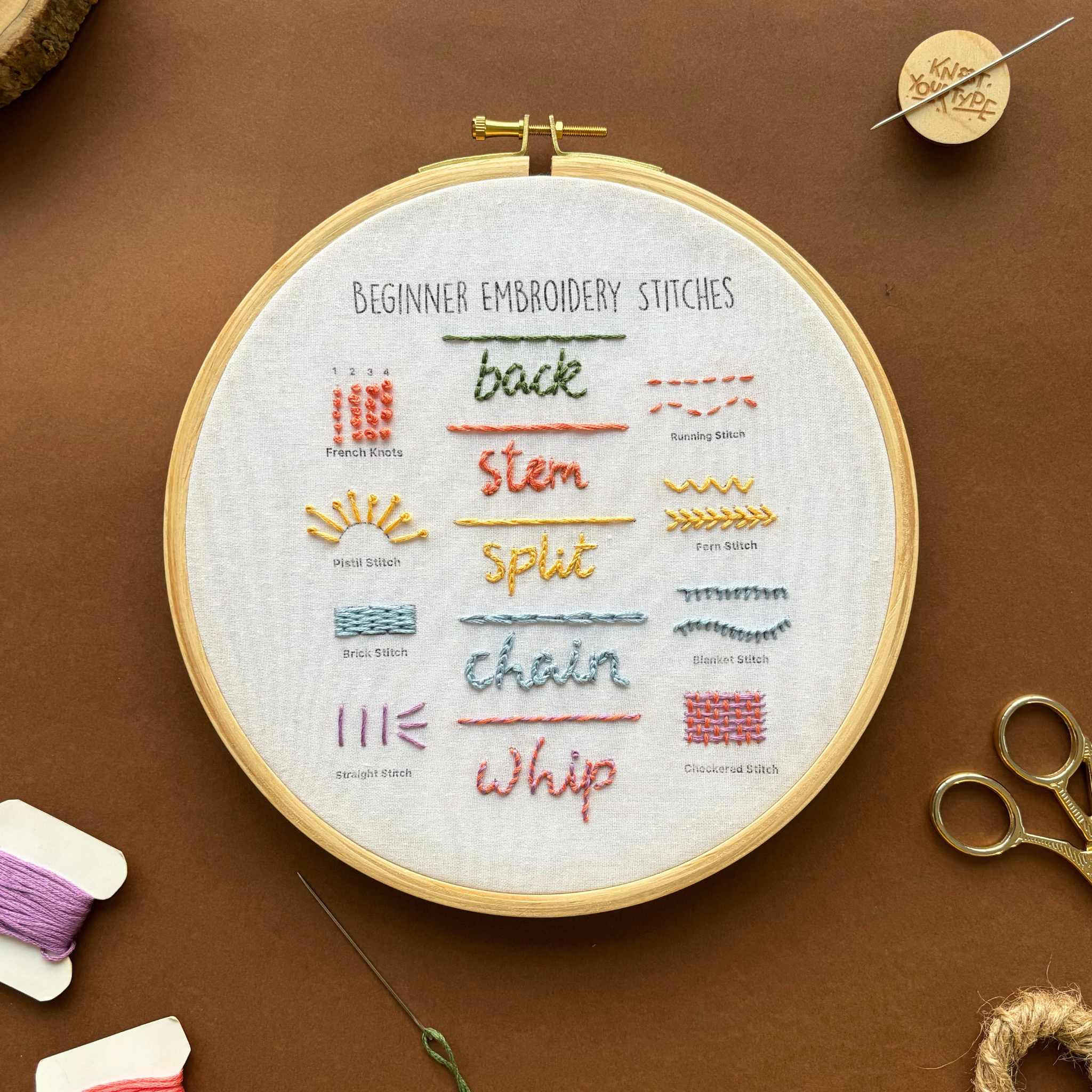 Beginner's Friendly DIY Embroidery Learning Kit - Stitches & Flowers - Bundle Of 2