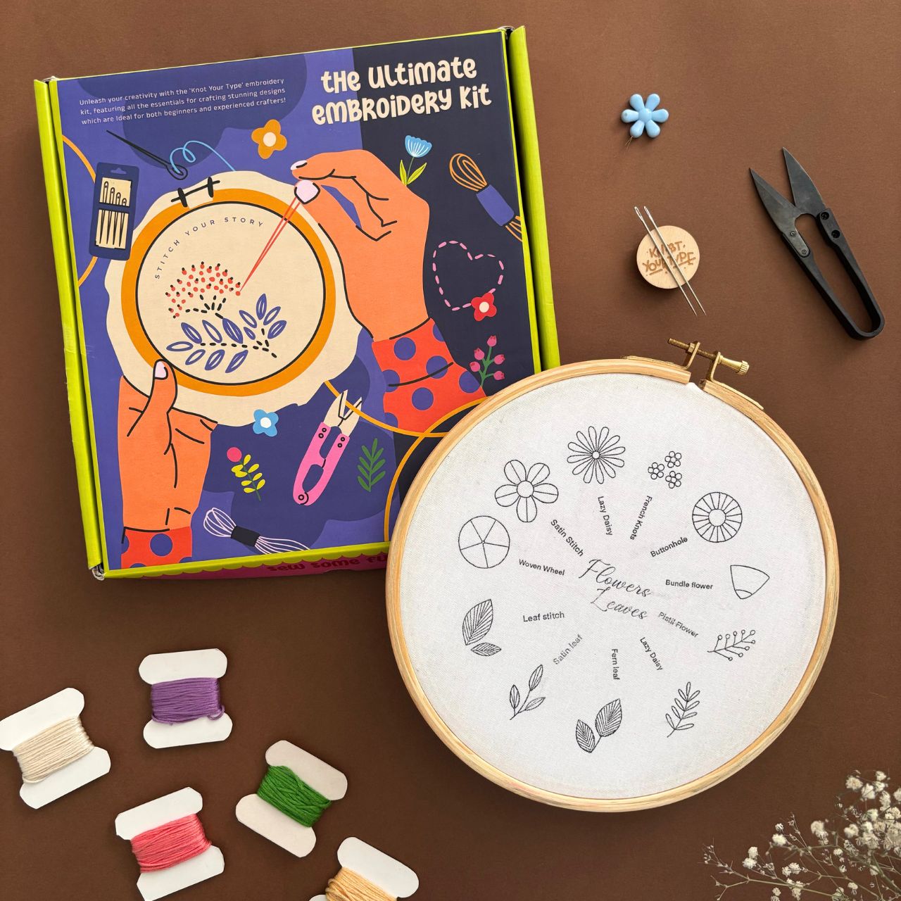 Beginner's Friendly DIY Embroidery Learning Kit - Flowers