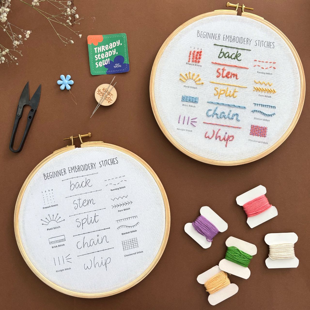 Beginner's Friendly DIY Embroidery Learning Kit - Stitches
