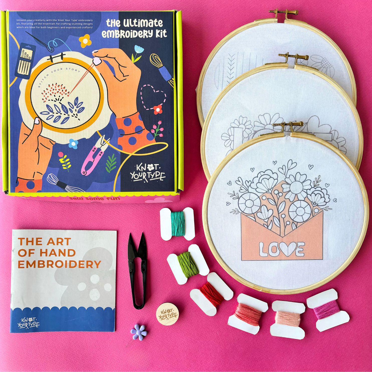 Triple the love - DIY Embroidery Kit Bundle Of 3