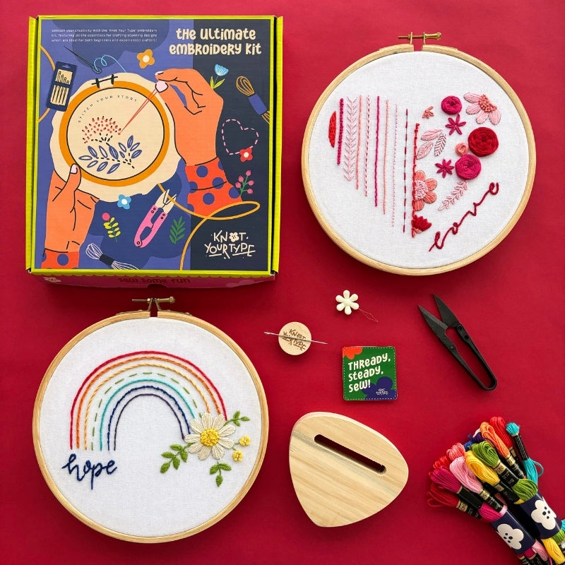 Love & Rainbow DIY Embroidery Kit - Bundle Of 2