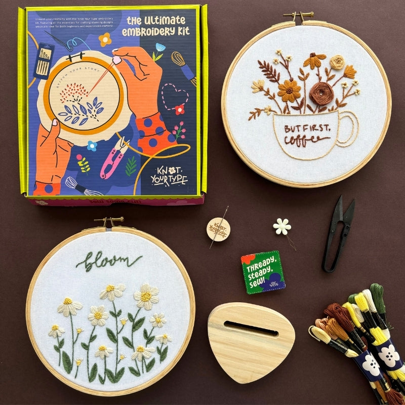 Coffee & Bloom DIY Embroidery Kit - Bundle Of 2