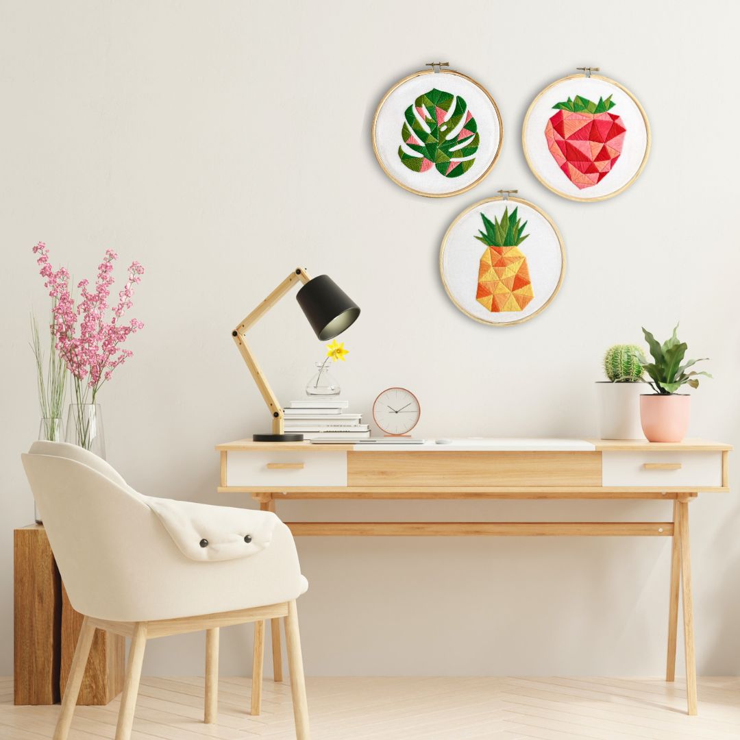 Tropical Mosaic - Stitch By Colours - DIY Embroidery Kit - Bundle of 3