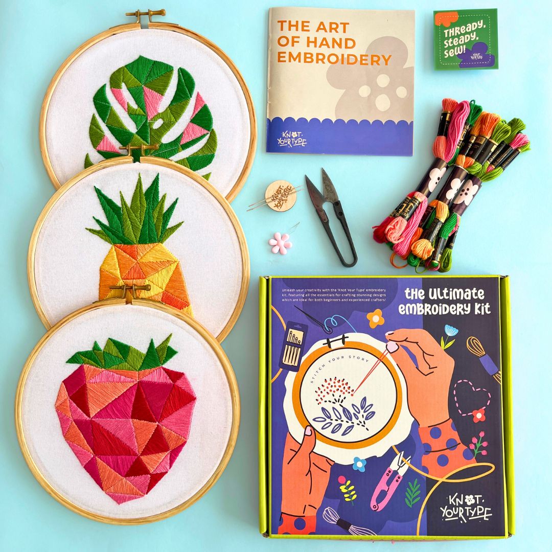 Tropical Mosaic - Stitch By Colours - DIY Embroidery Kit - Bundle of 3