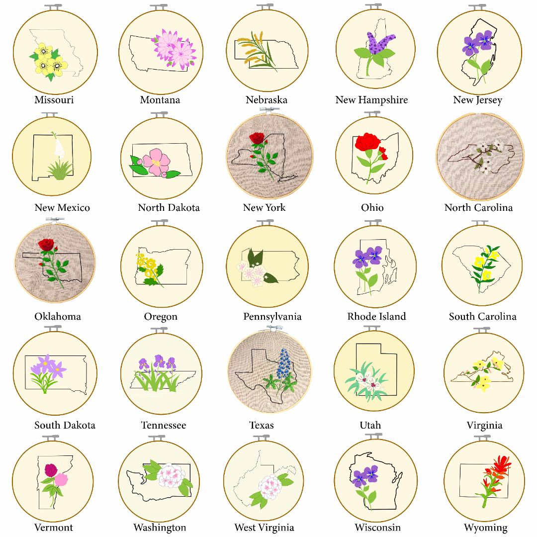 Floral State Map DIY Kit