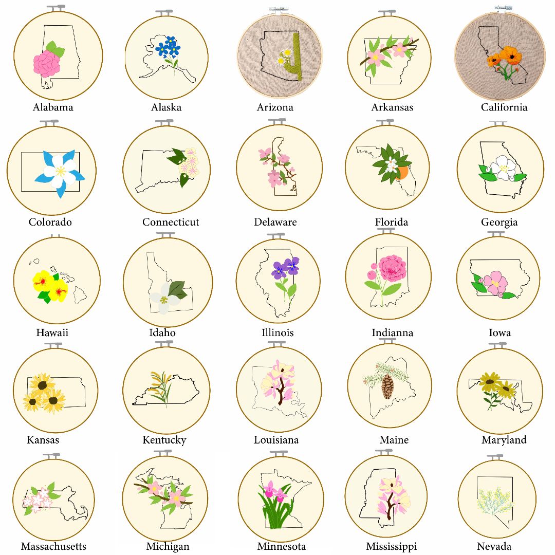 Floral State Map DIY Kit