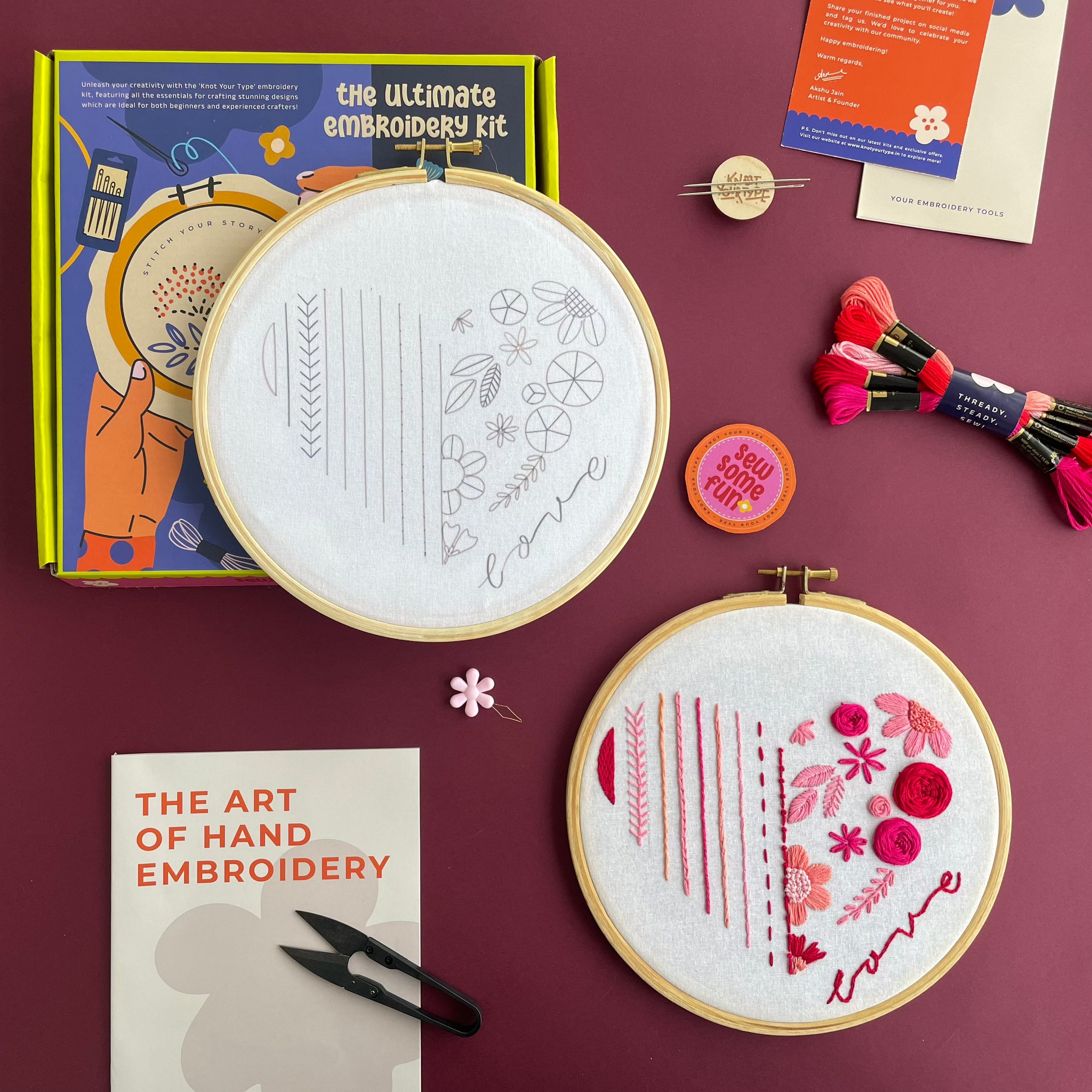 Beginner's Friendly DIY Embroidery Learning Kit - Love