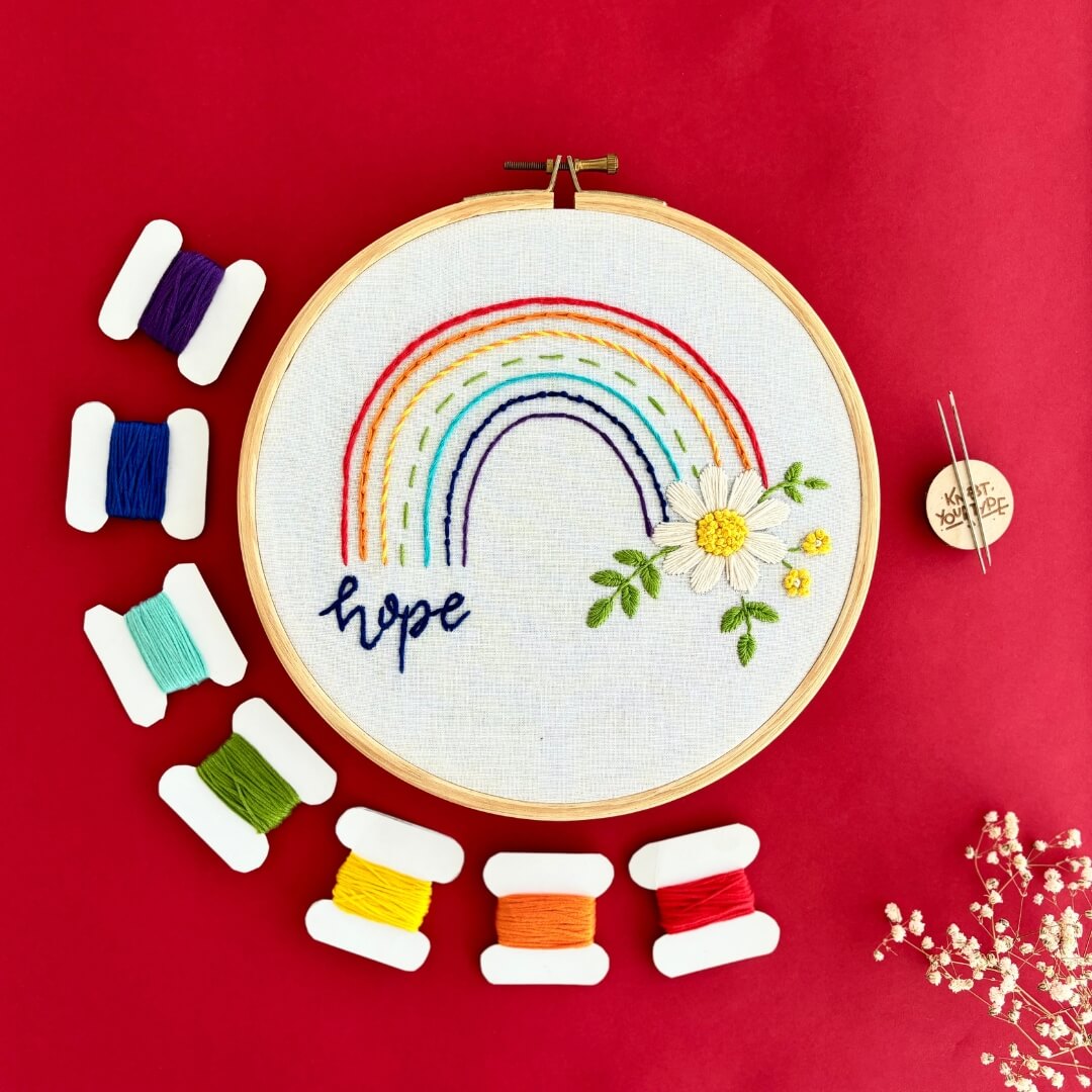 Love & Rainbow DIY Embroidery Kit - Bundle Of 2
