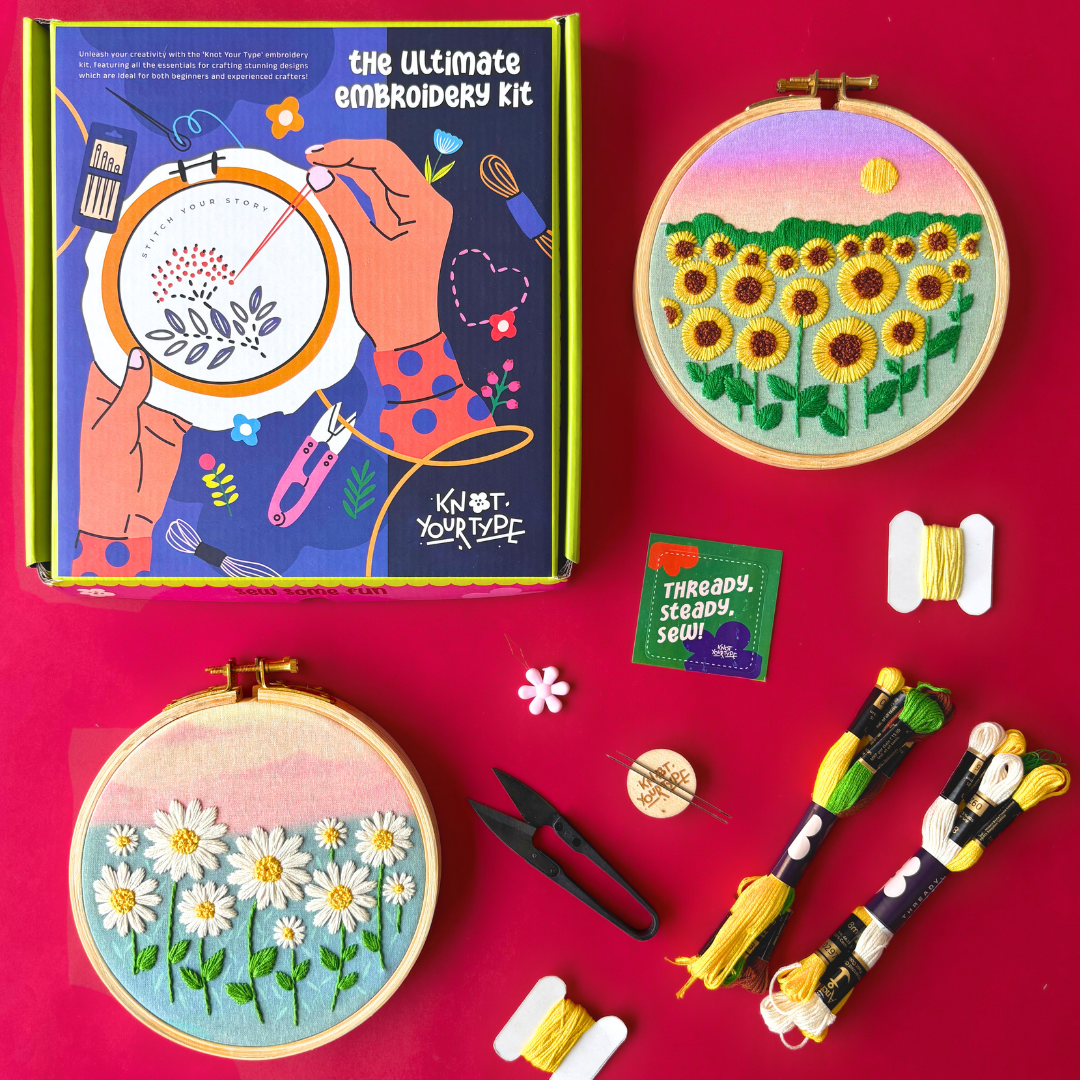 Flower Meadow DIY Embroidery Kit- Bundle of 2