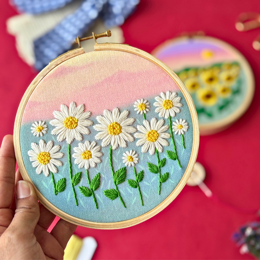 Flower Meadow DIY Embroidery Kit- Bundle of 2